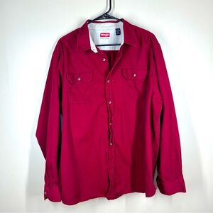Wrangler Men’s Long Sleeve Button Down Shirt Red Size XL